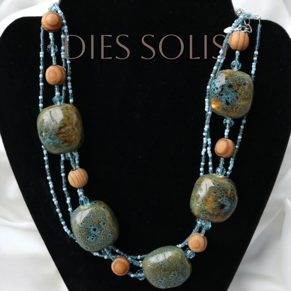 Blue and Brown Beaded Necklace